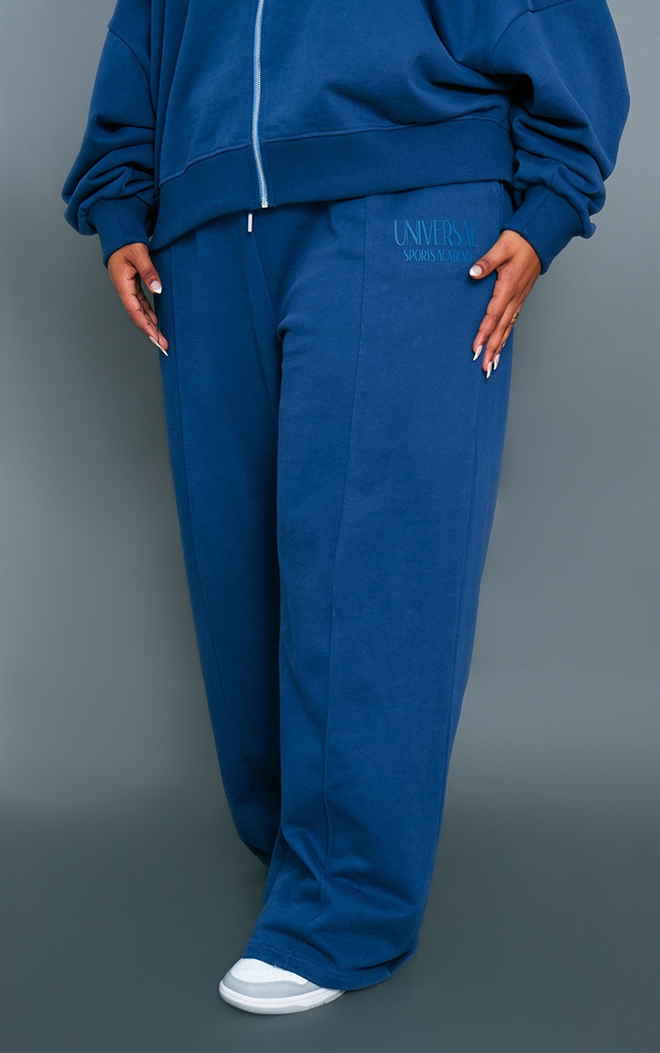 Premium Plus Navy Oversized Pintuck Wide Leg Joggers image 2