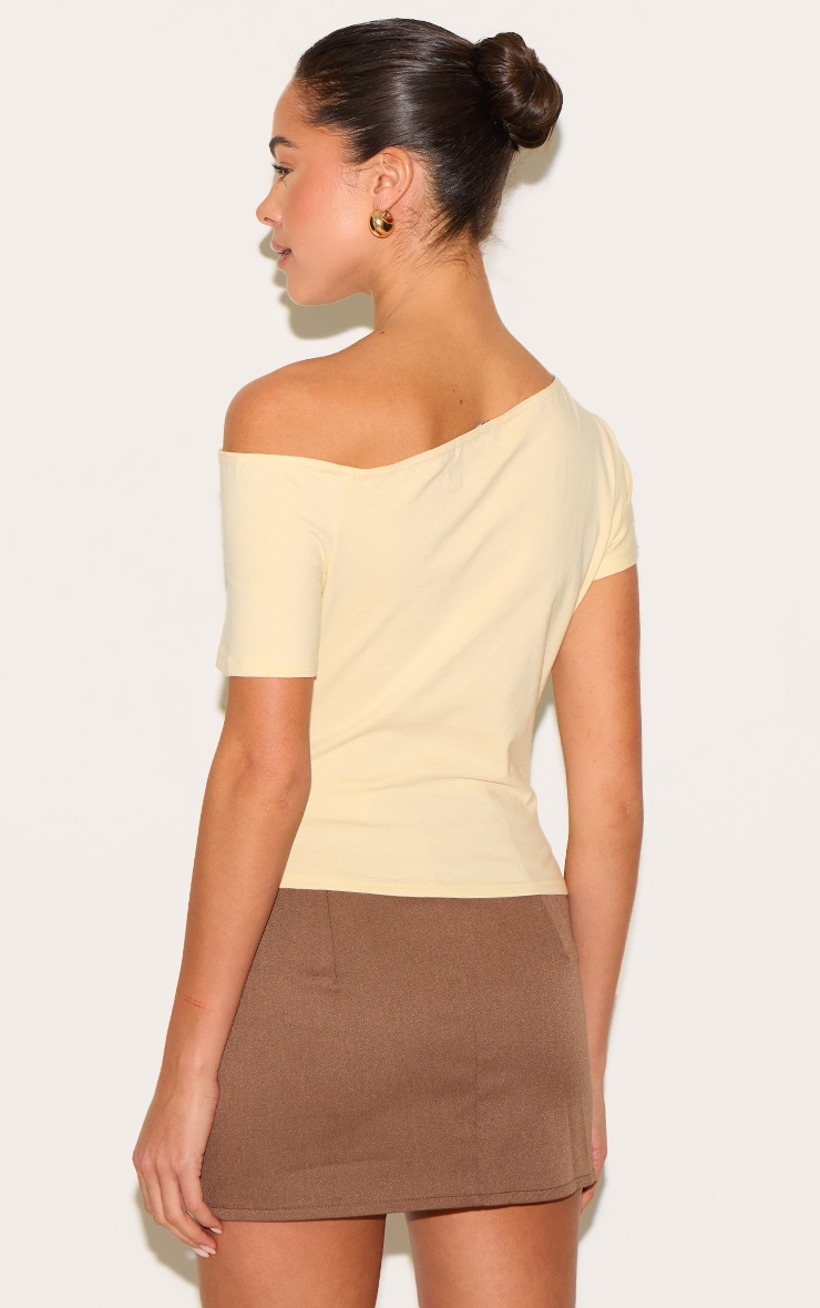 Butter Yellow Cotton Off Shoulder Drape Longline Top image 2