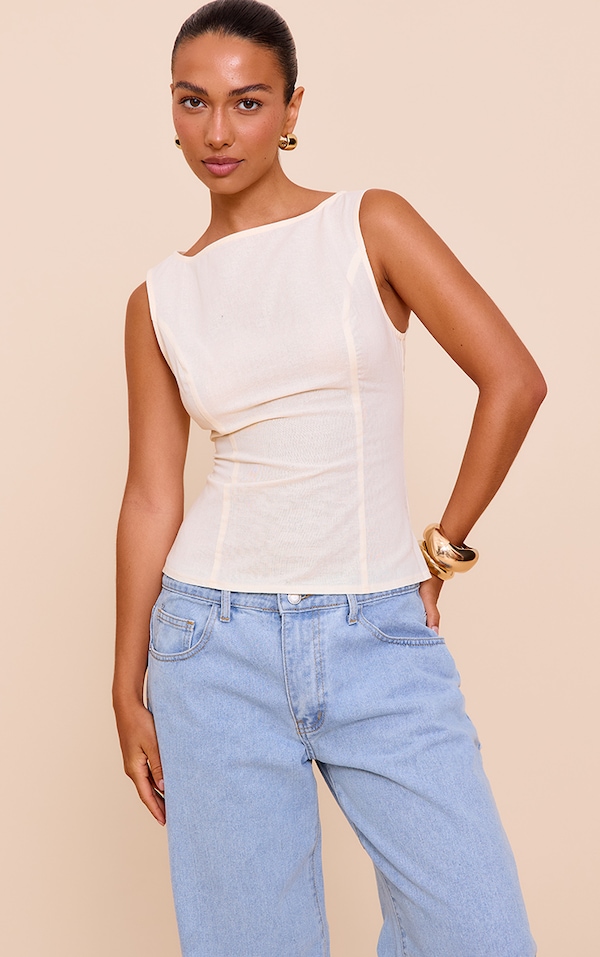 Cream Woven Long Top