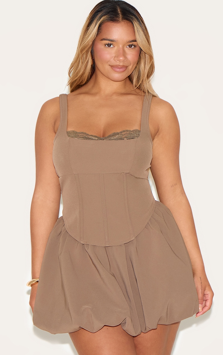 Shape Mocha Lace Trim Corset Top image 1