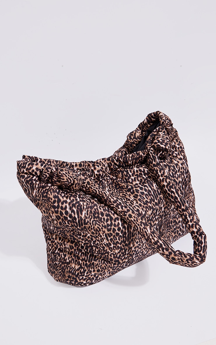 Leopard Print Nylon Padded Tube Handle Tote Bag image 2