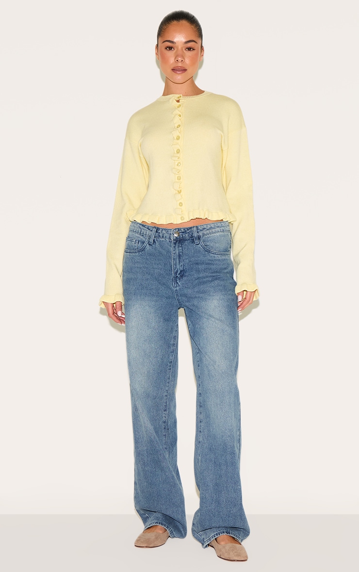Lemon Knit Ruffle Detail Cardigan image 3