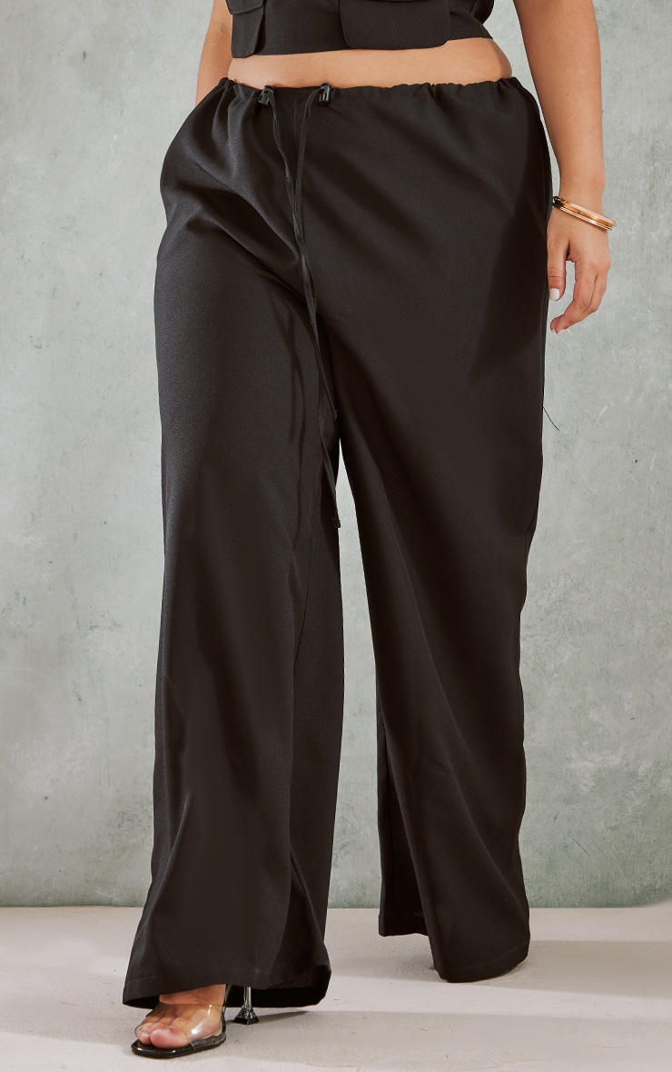  Plus Black Toggle Waist Wide Leg Pants image 2