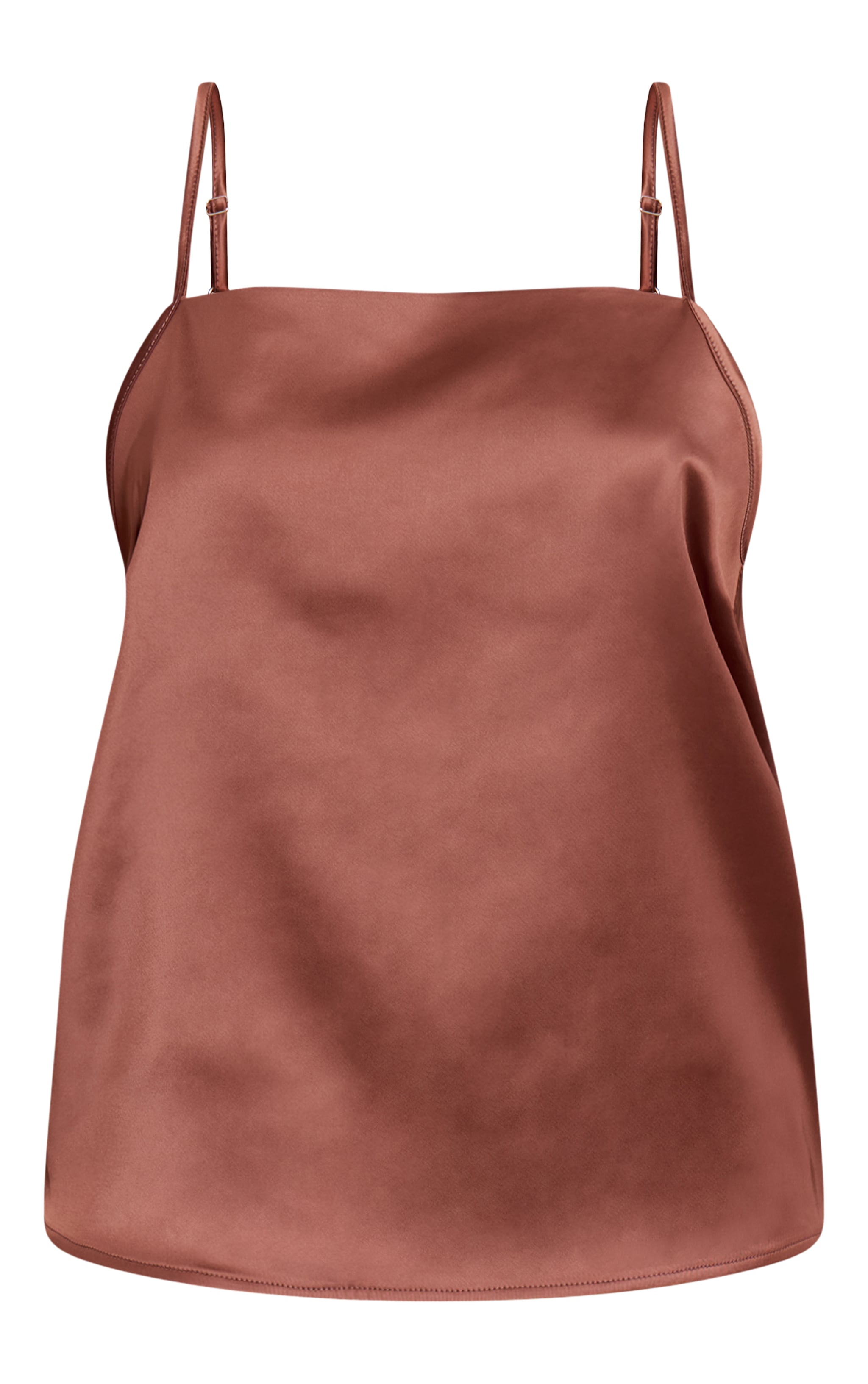Chocolate Satin Backless Lace Trim Cami Top image 5