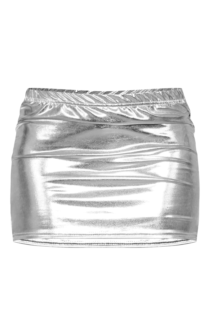 Silver Metallic Low Rise Micro Mini Skirt image 1