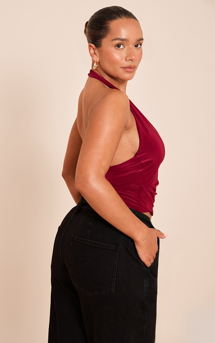 Shape Burgundy Slinky Halterneck Top image 2