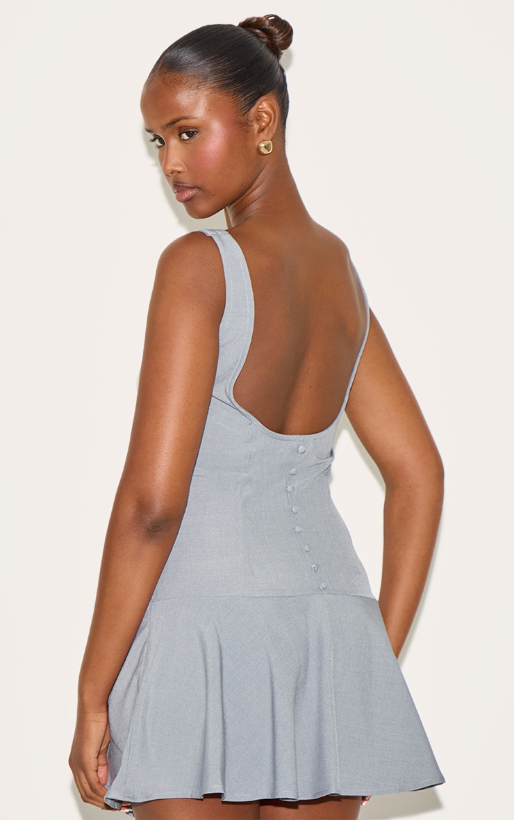 Charcoal Tailored Woven Scoop Back Shift Dress image 2