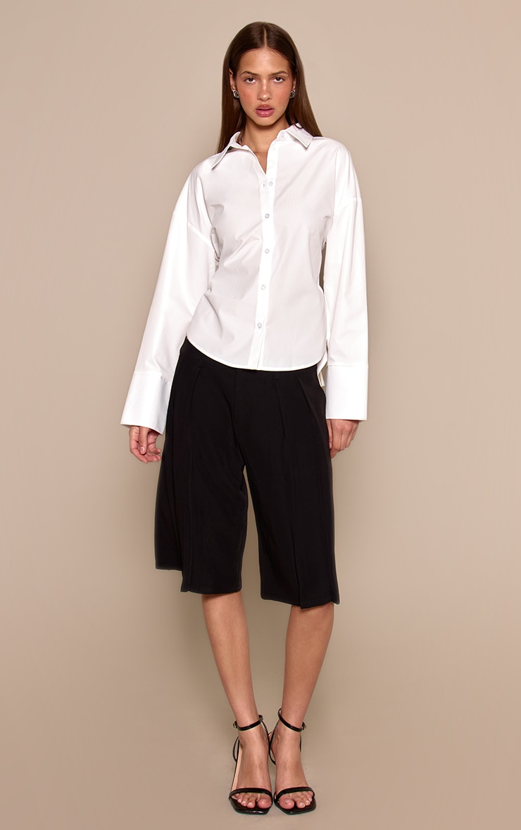 White Cotton Tie Back Detail Oversized Shirt image 3
