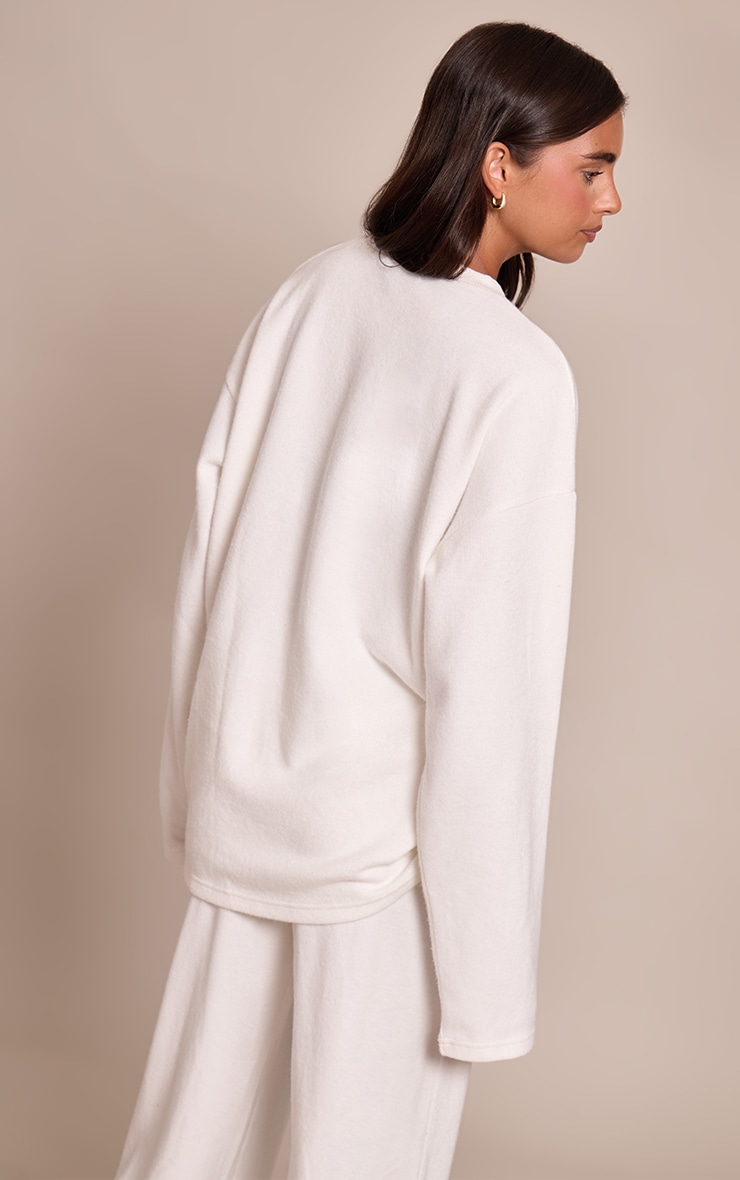 Cream Super Soft Ruched Side Top image 2