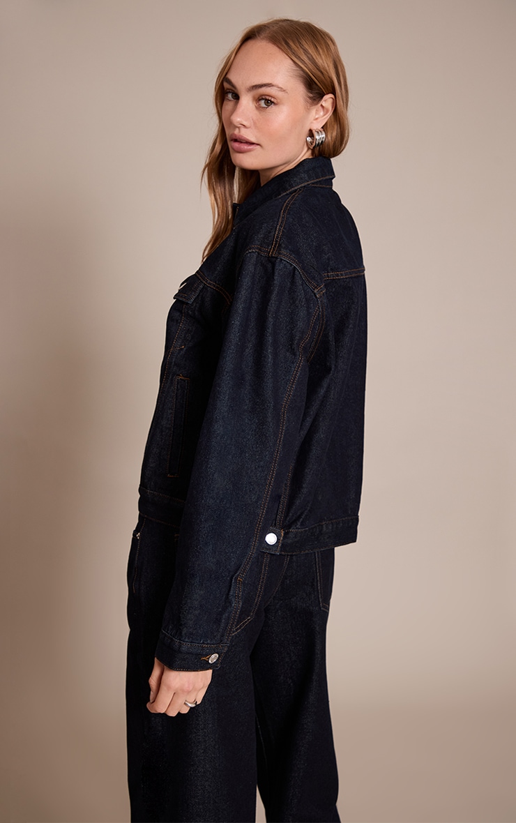 Veste oversize classique en jean indigo foncé image 2
