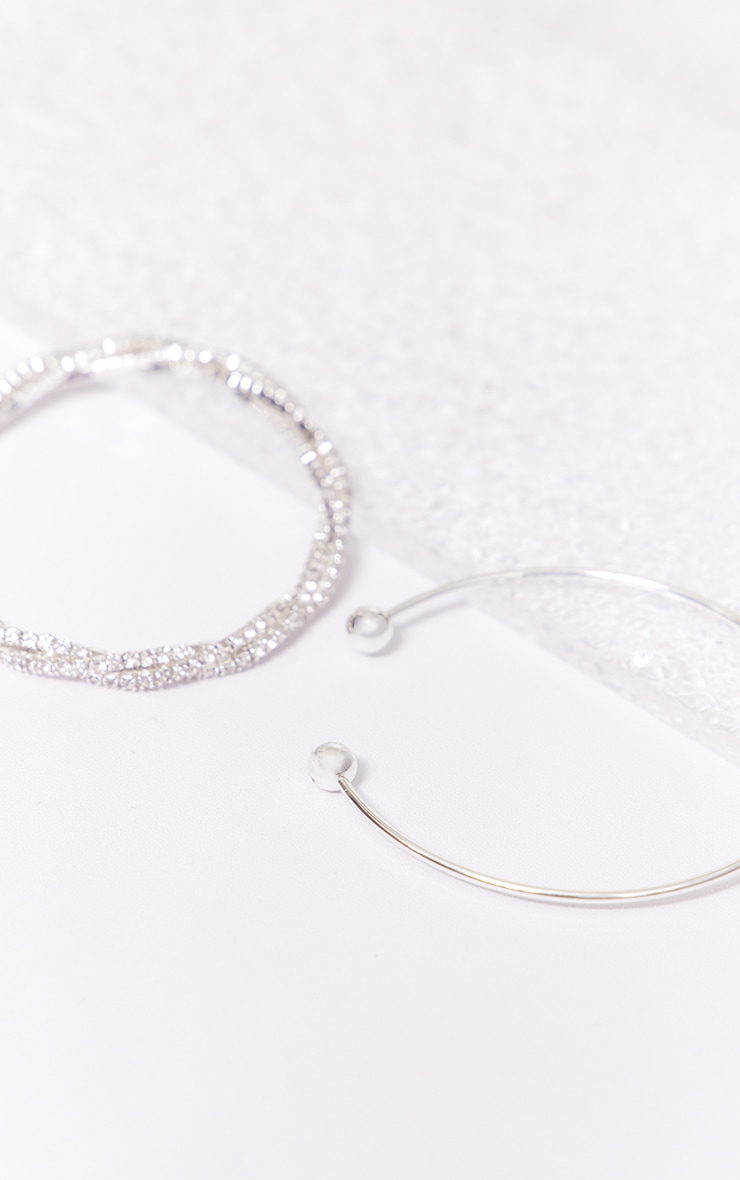 Silver Twisted Bracelet And Bangle image 3