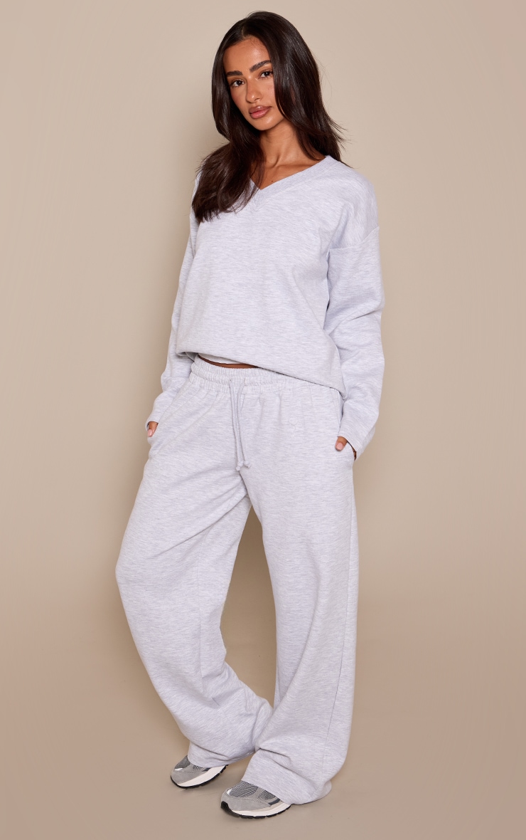 Petite Ash Grey V Neck Long Sleeve T-Shirt image 3