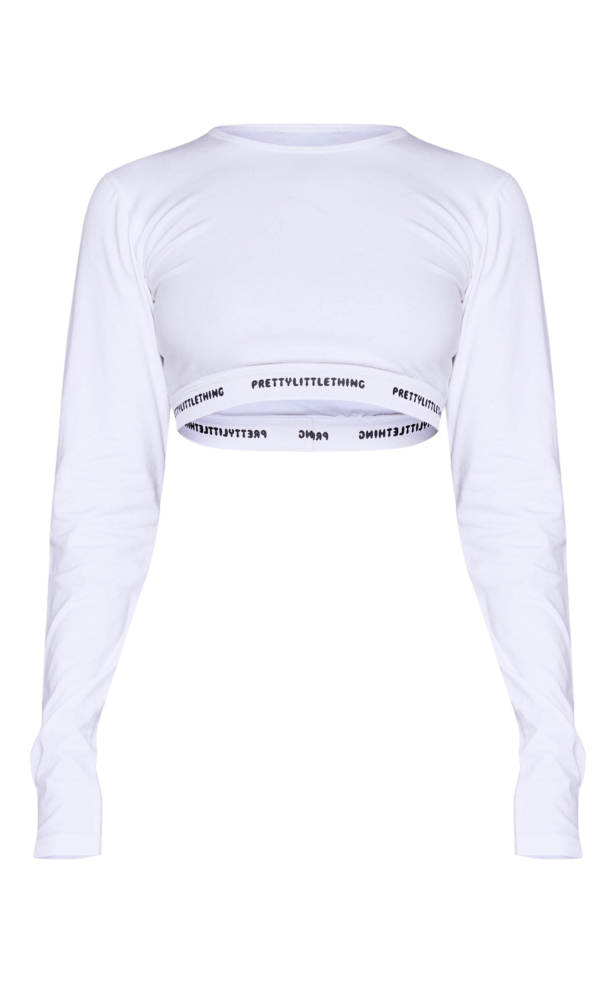 PRETTYLITTLETHING Tape Cream Long Sleeve PJ Top image 5