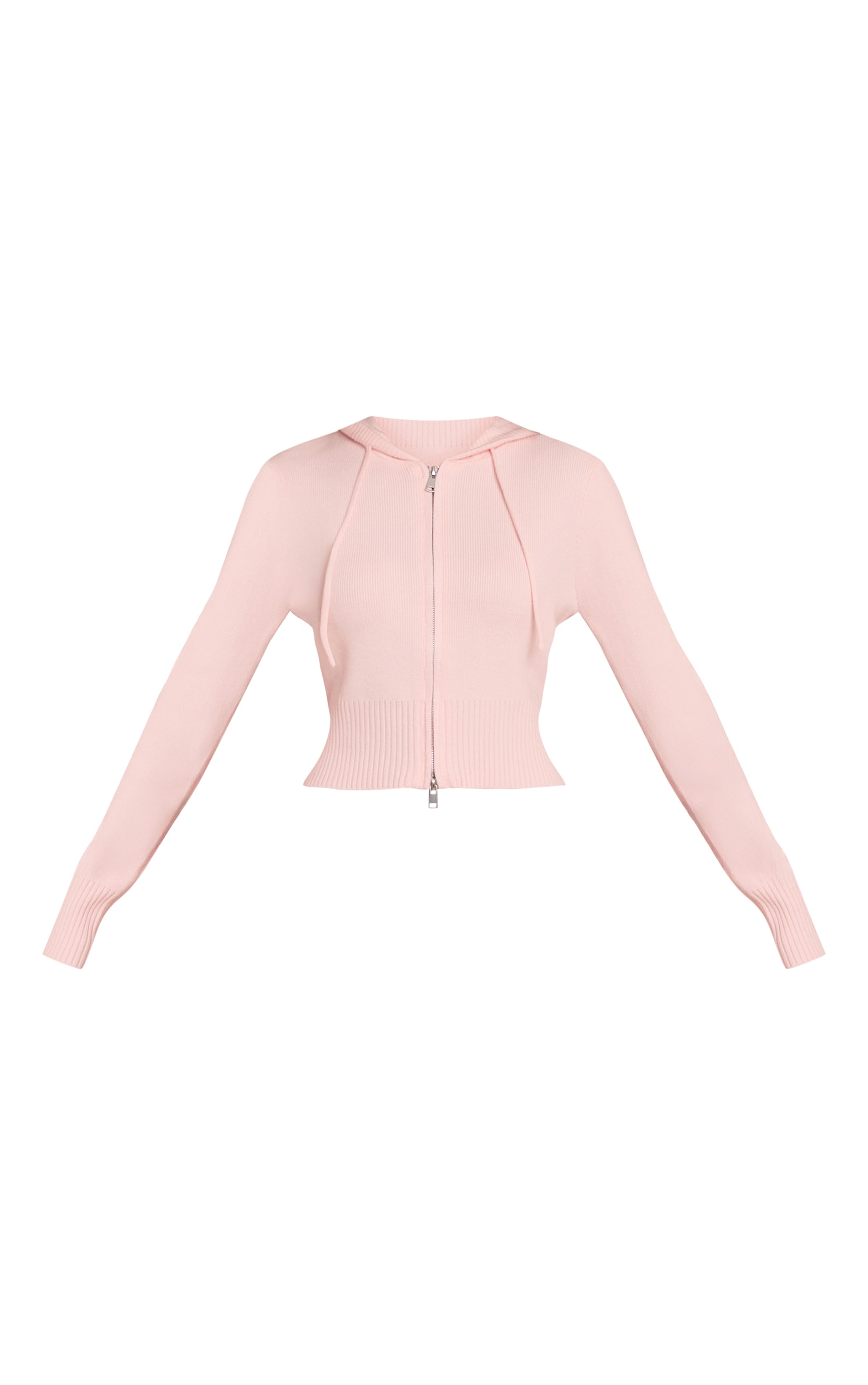 Soft Pink Zip Through Knitted Hoodie image 5