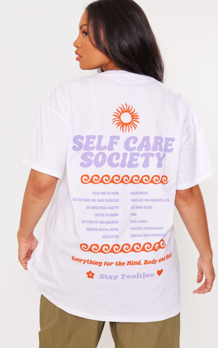  Plus White Self Care Oversized Graphic T-shirt image 1