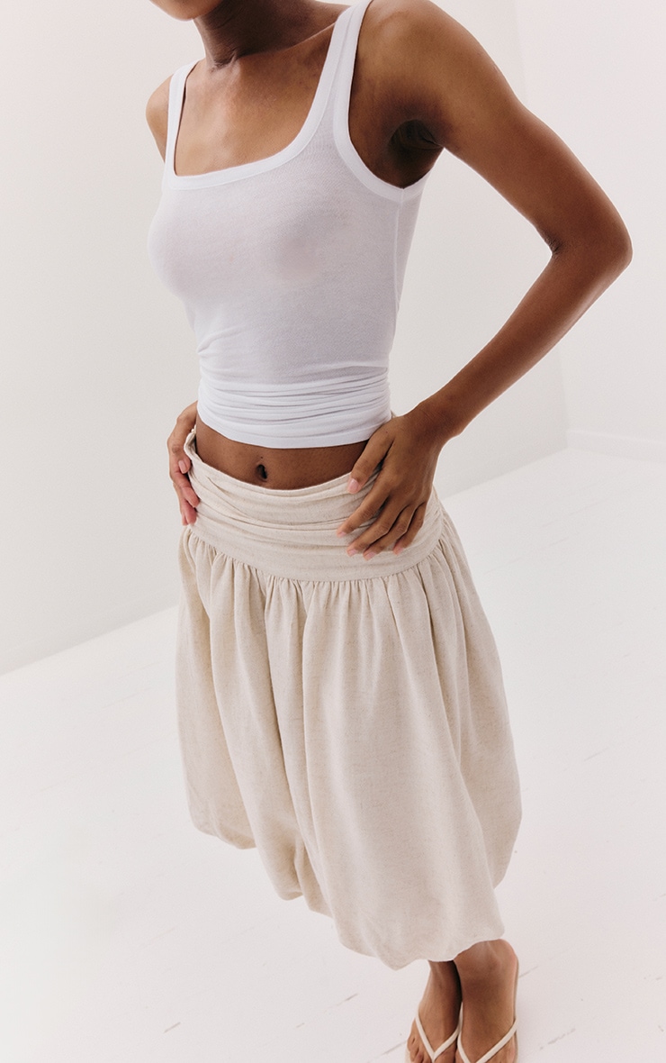 Stone Cotton Volume Puffball Midi Skirt image 2