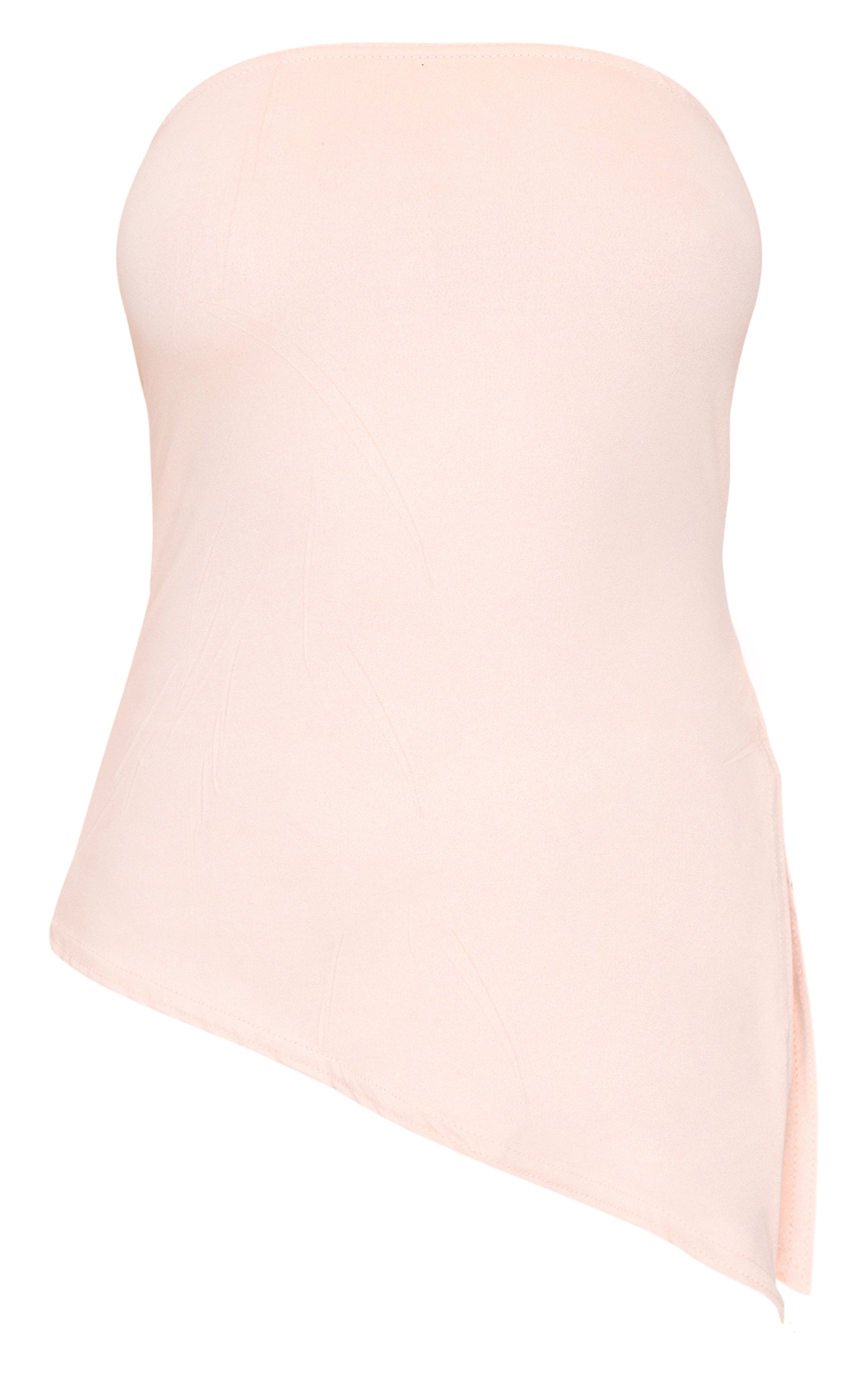 Cream Faux Suede Asymmetric Hem Bandeau Top image 5