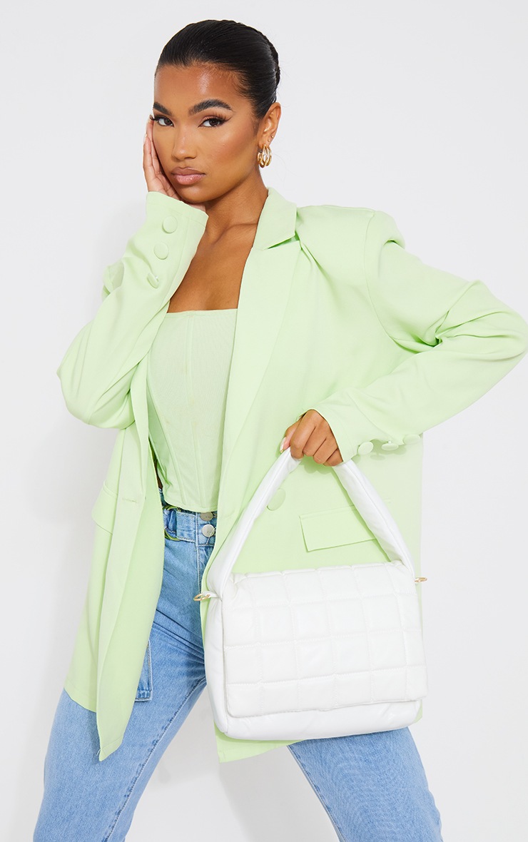 Sac à main blanc matelassé oversize, Blanc
