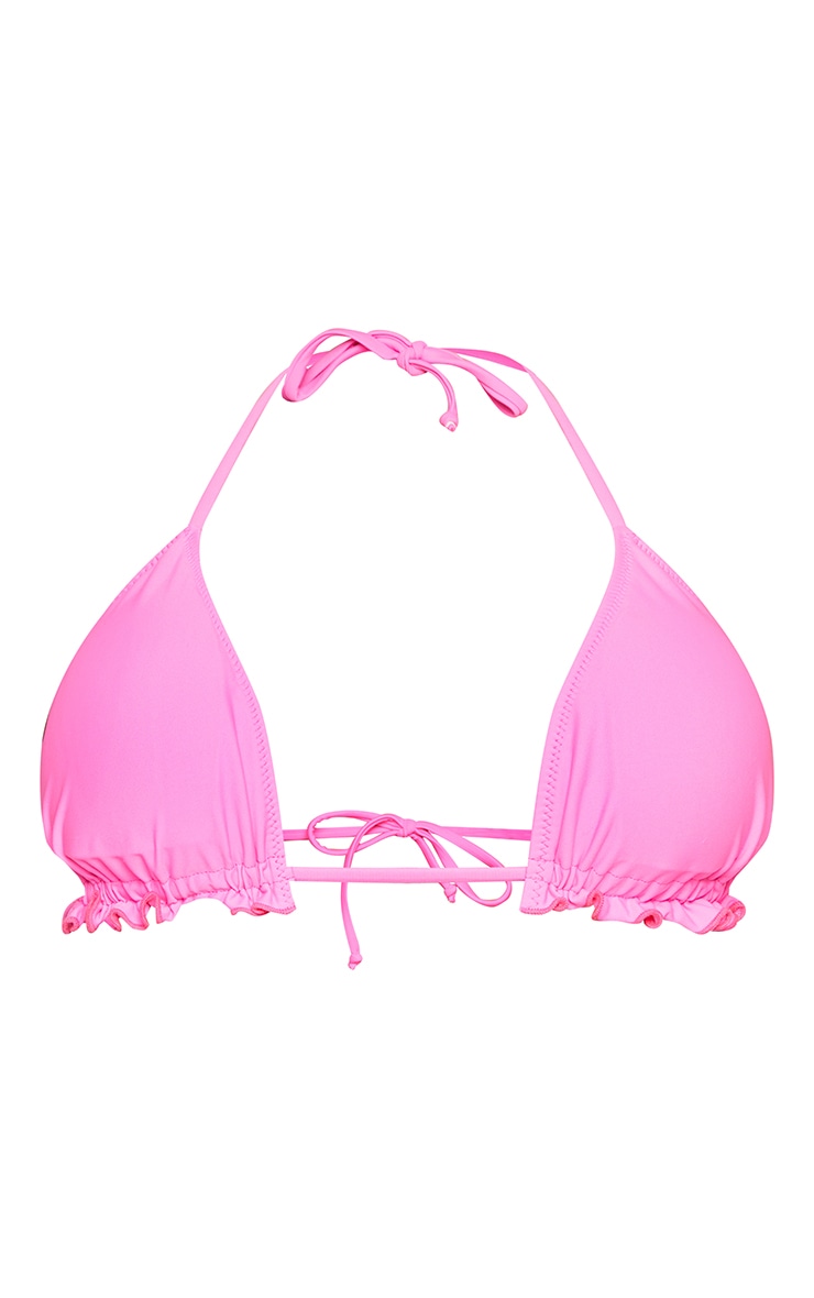 Hot Pink Frill Edge Padded Bikini Top image 5