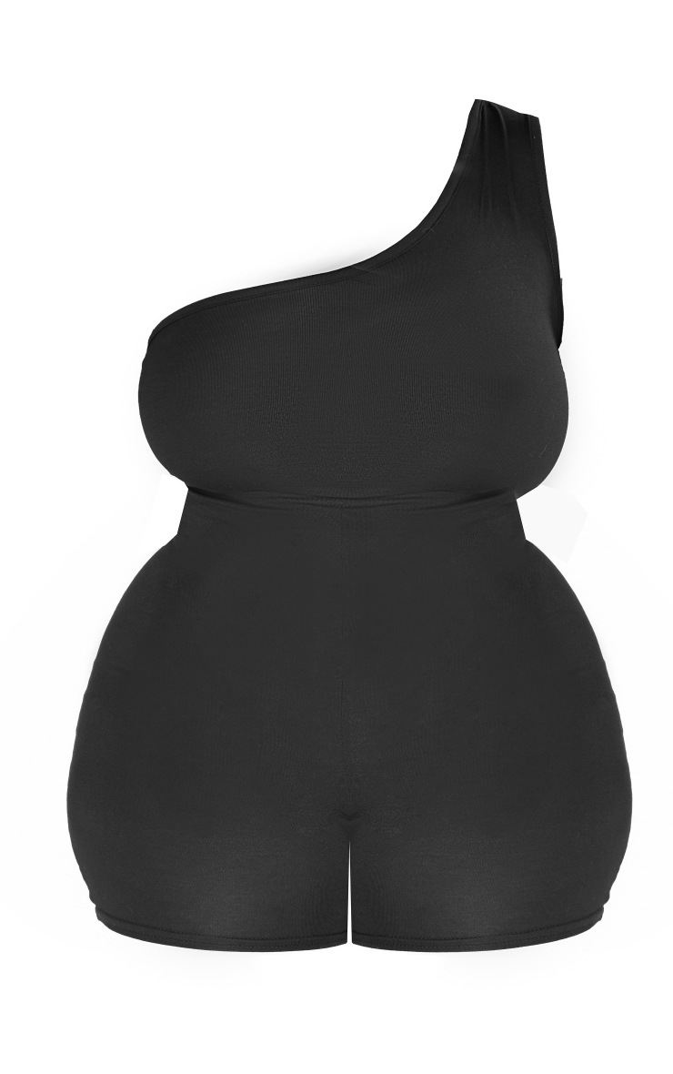 Plus Black One Shoulder Unitard Plus Size PrettyLittleThing USA