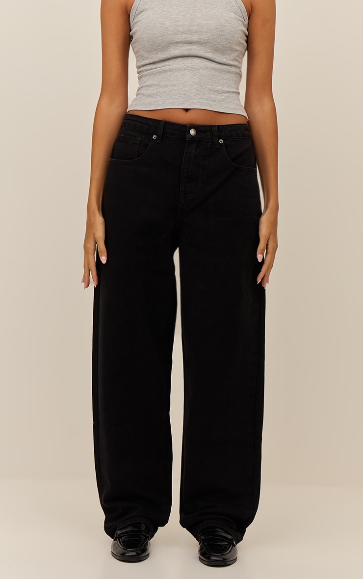 PRETTYLITTLETHING Washed Black High Waist Boyfriend Jean image 2