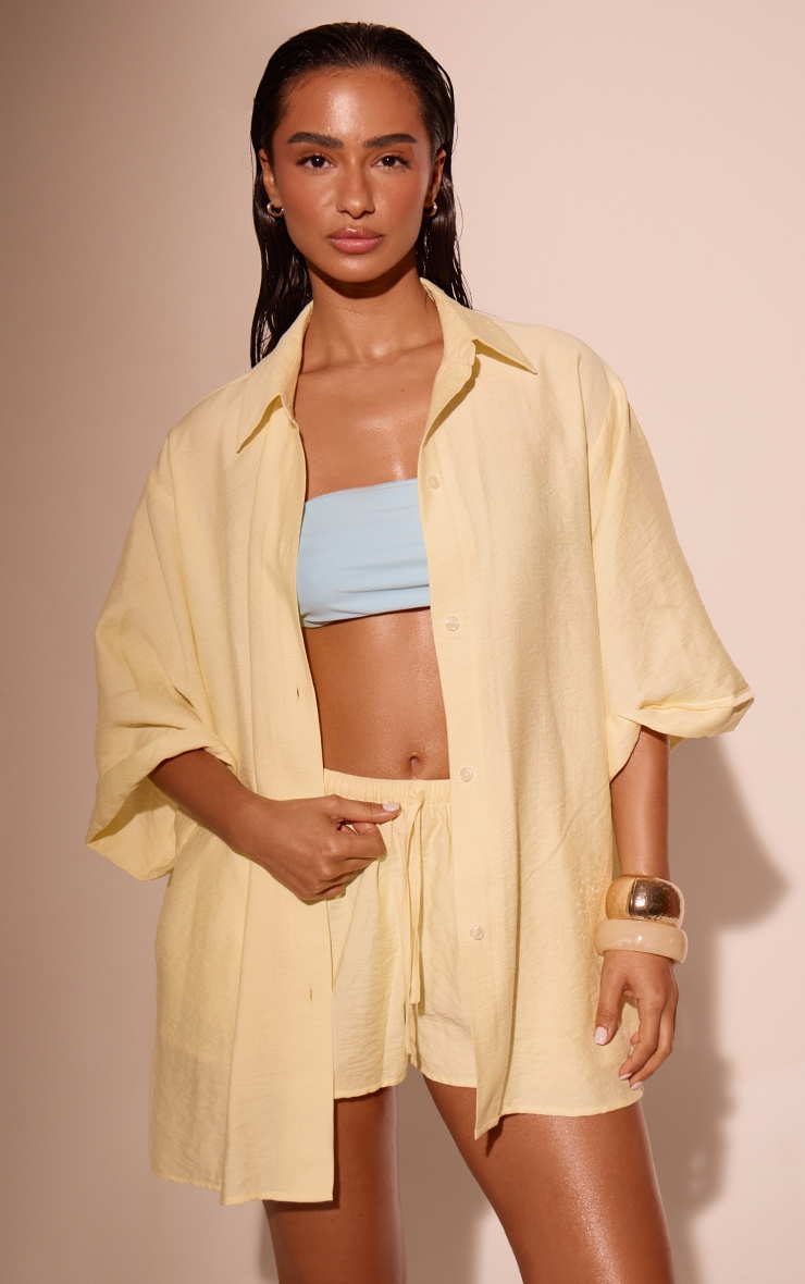 Lemon Linen Look Drop Shoulder Beach Shirt