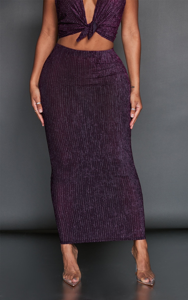 Shape Purple Textured Glitter Midaxi Skirt PrettyLittleThing CA