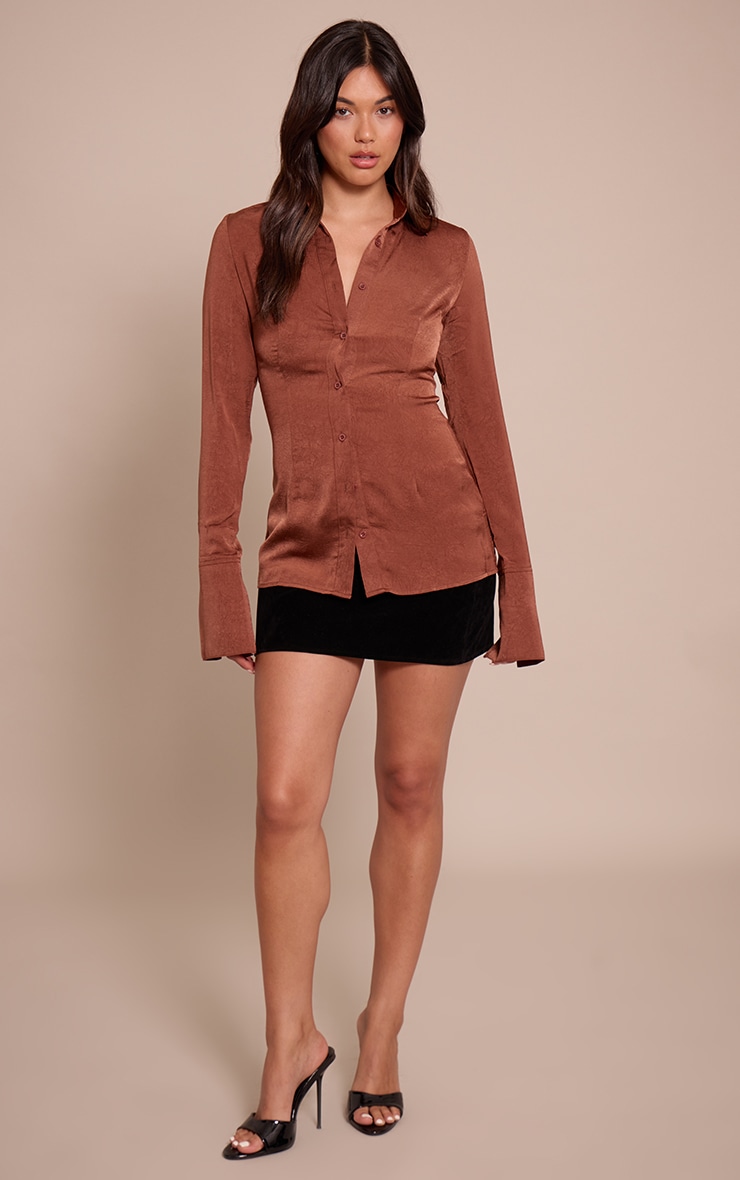 Chocolate Textured Fitted Shirt image 3