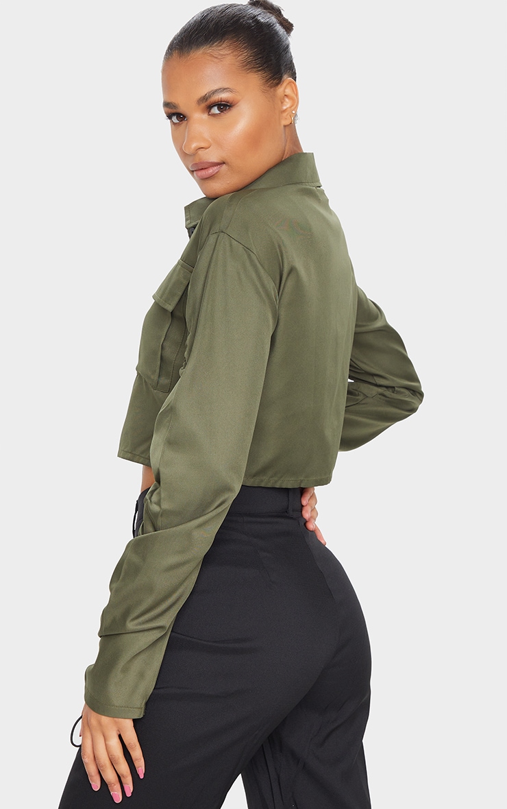 khaki ruched sleeve jacket