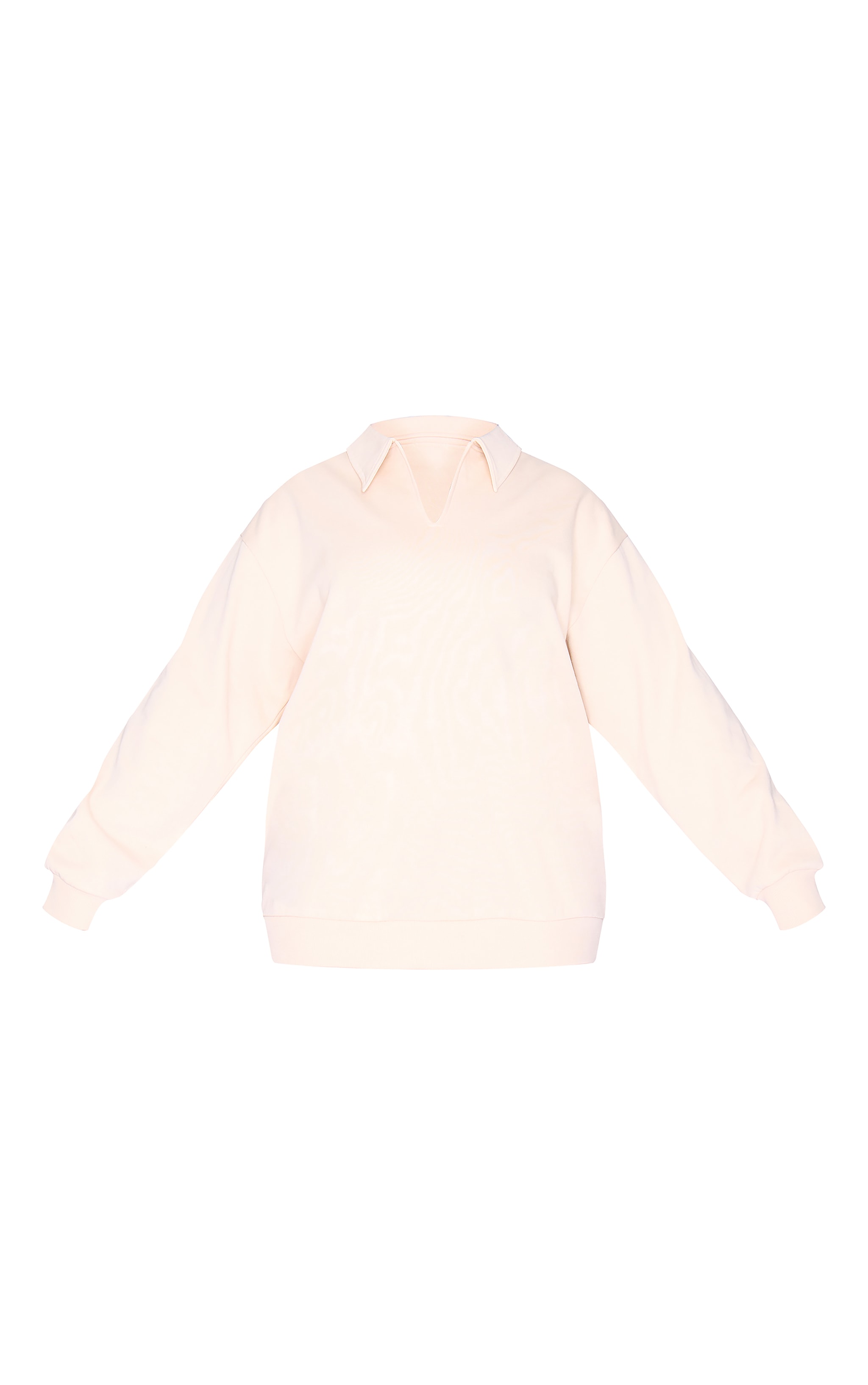 Plus Ecru Premium Collar Oversized Sweatshirt image 5