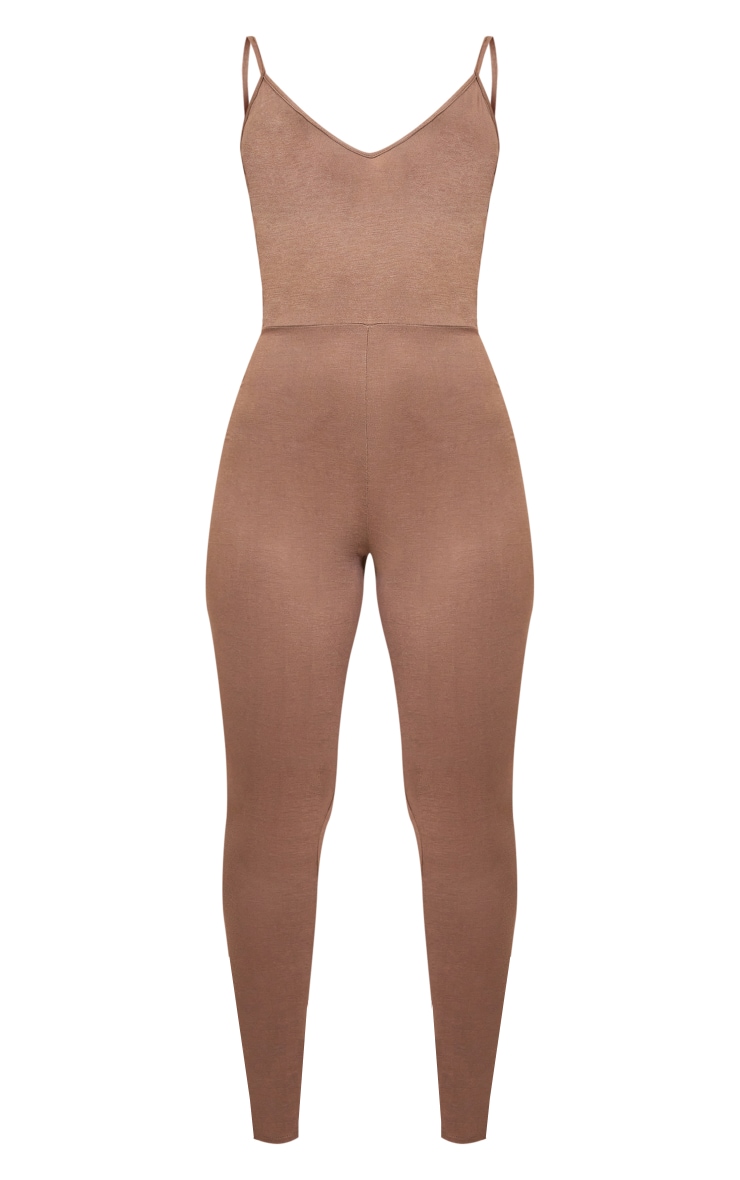 Taupe Basic Strappy Plunge Jumpsuit PrettyLittleThing USA