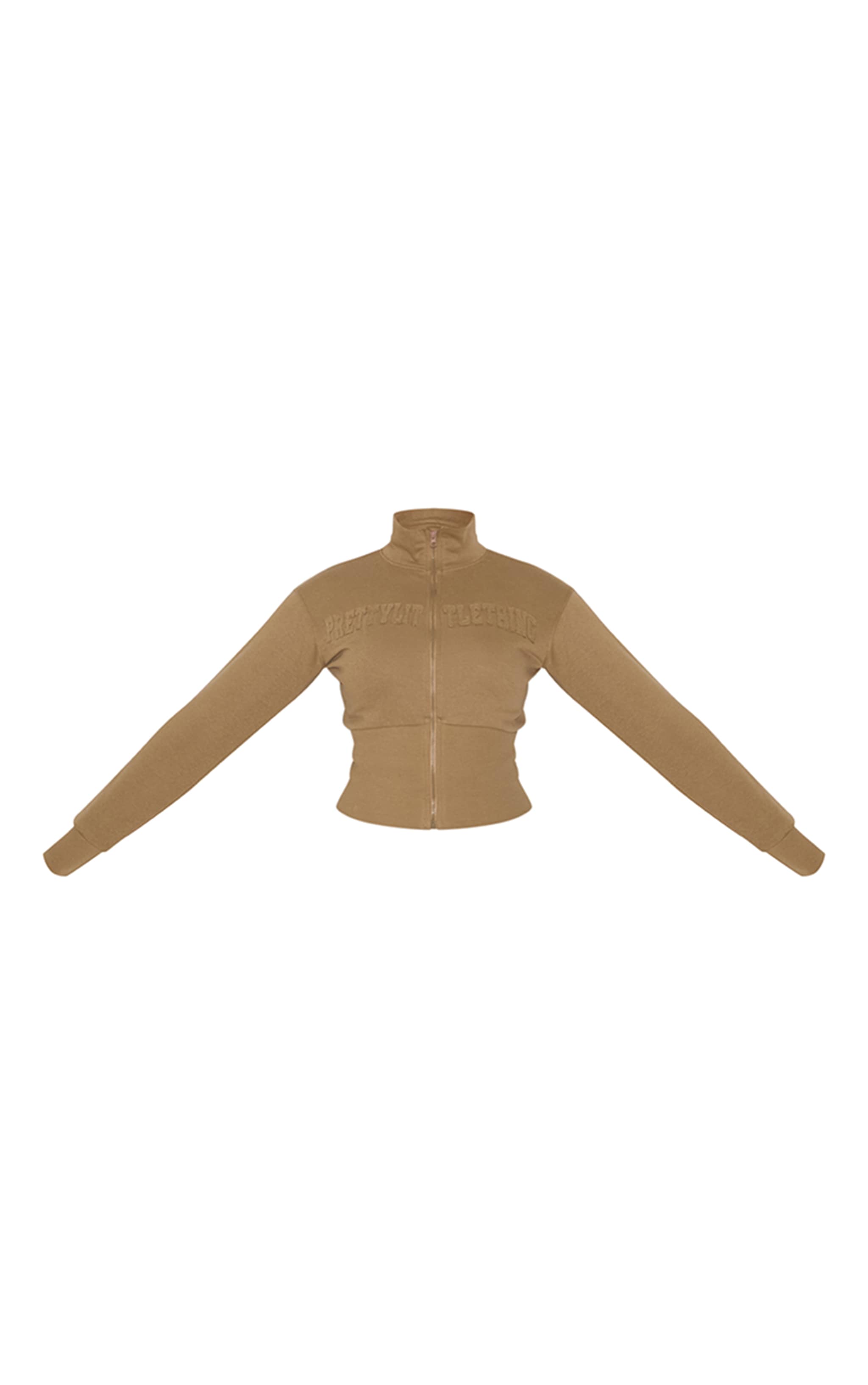 Shape Khaki Pocket Detail Fitted Zip Up Sweatshirt image 5