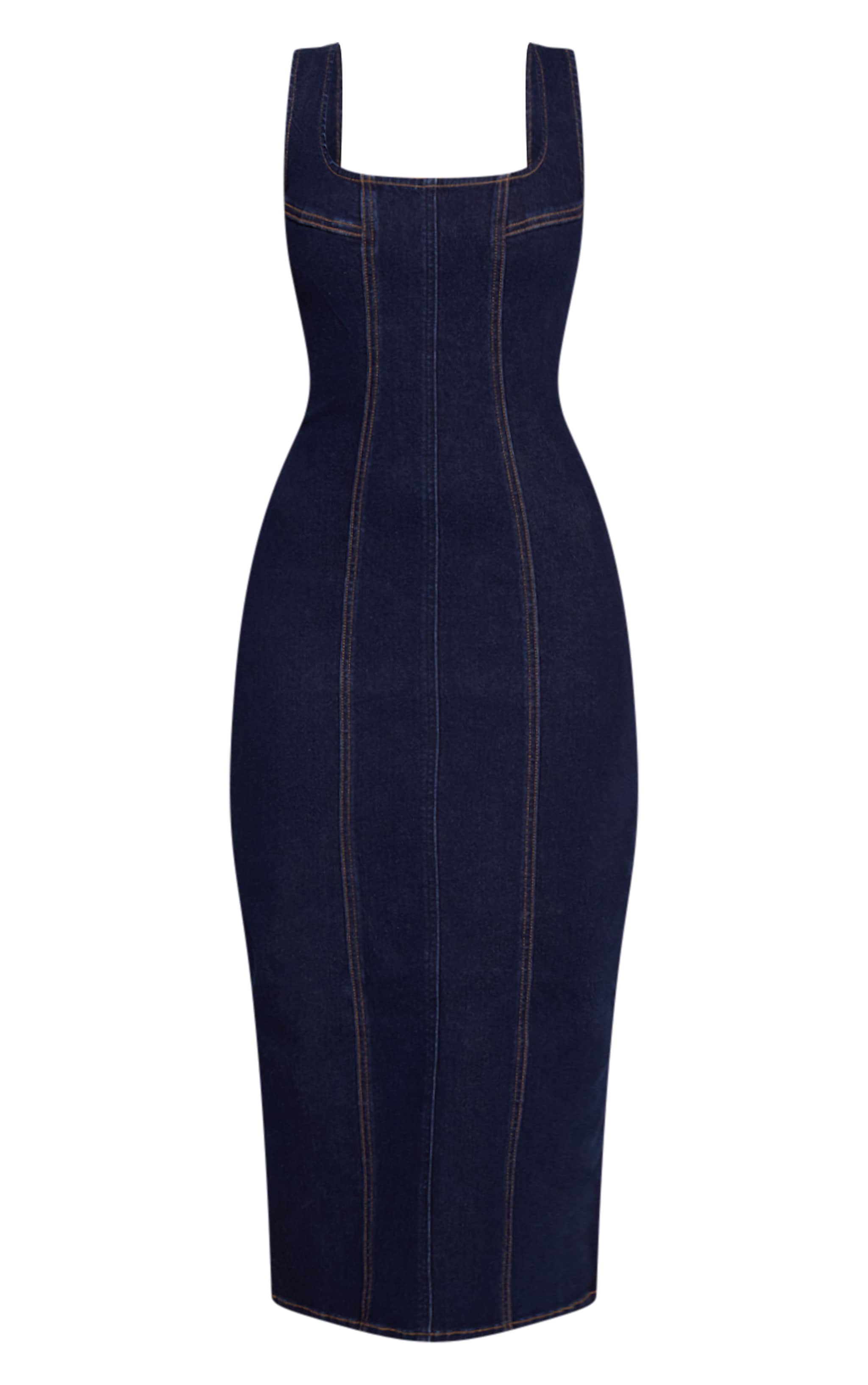 Indigo Bodycon Seam Detail Denim Maxi Dress image 5