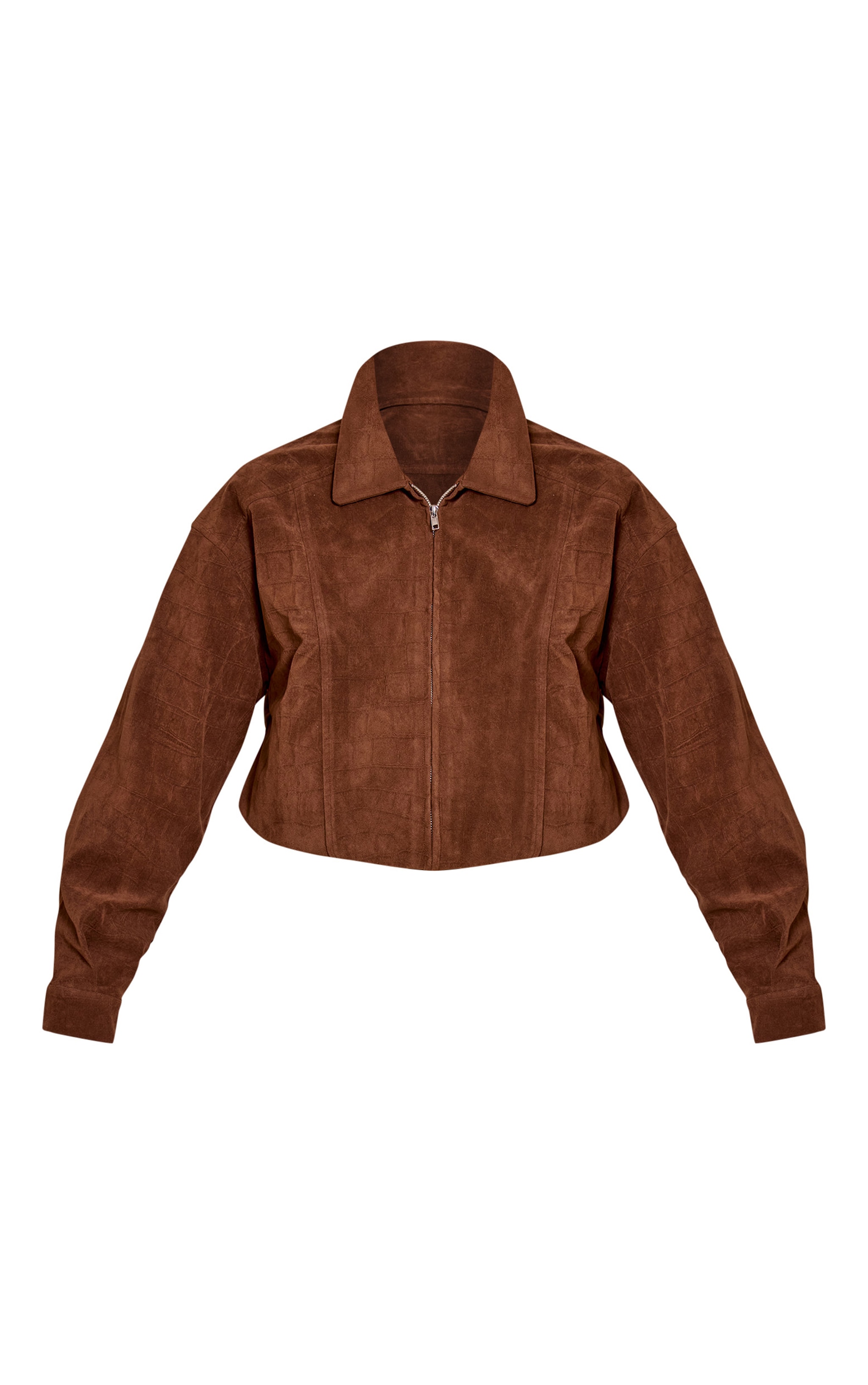 Chocolate Croc Suede Bomber Jacket image 5