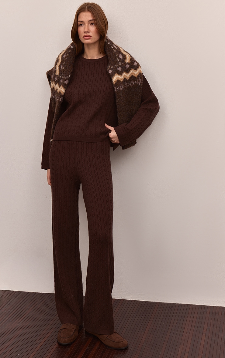 Chocolate Baby Cable Knit Wide Leg Pants  image 1