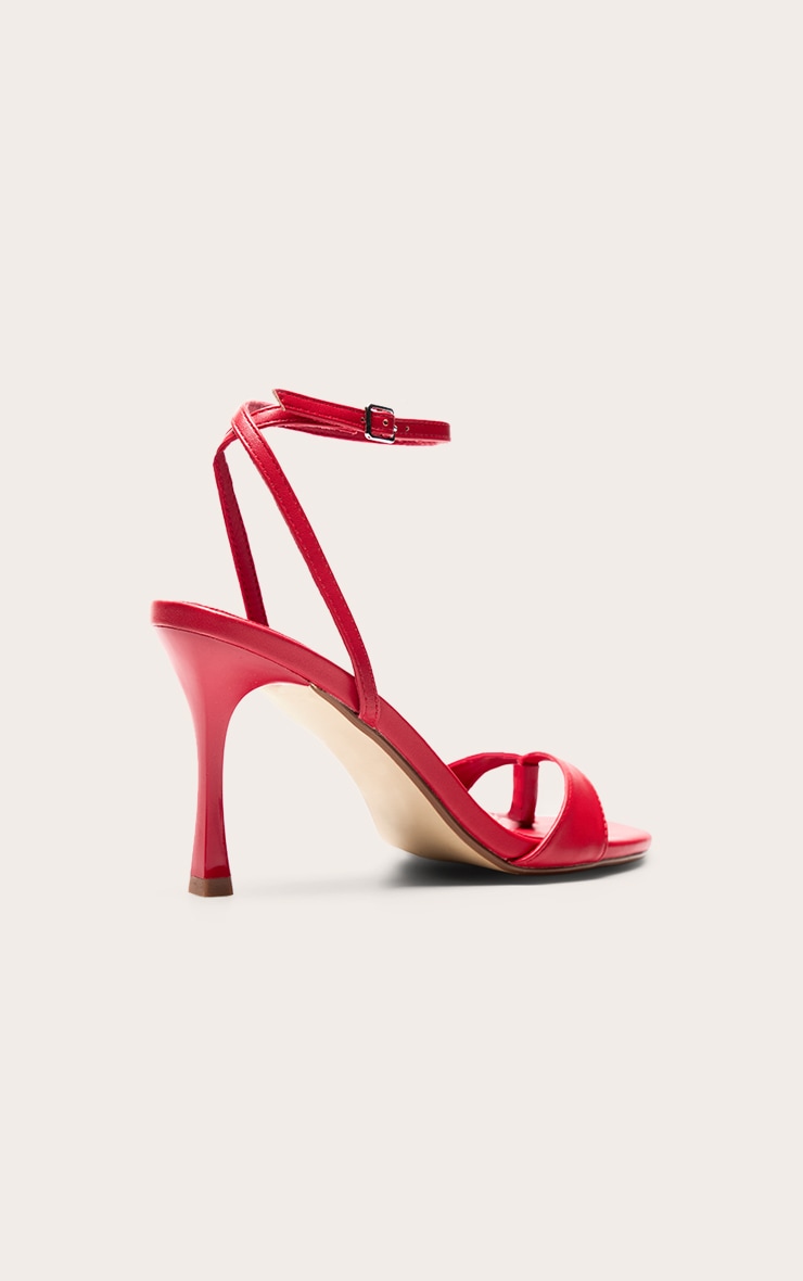 Red PU Toe Post Heeled Sandal image 4