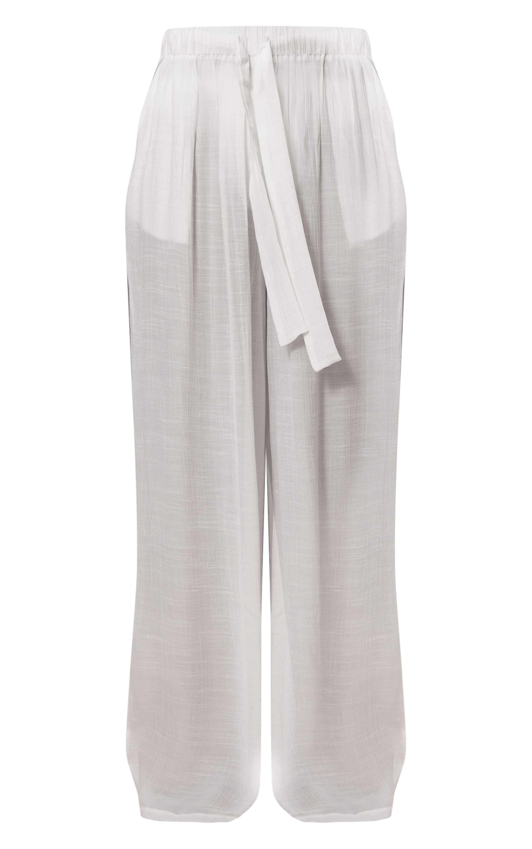 White Palazzo Linen Look Beach Pants image 5