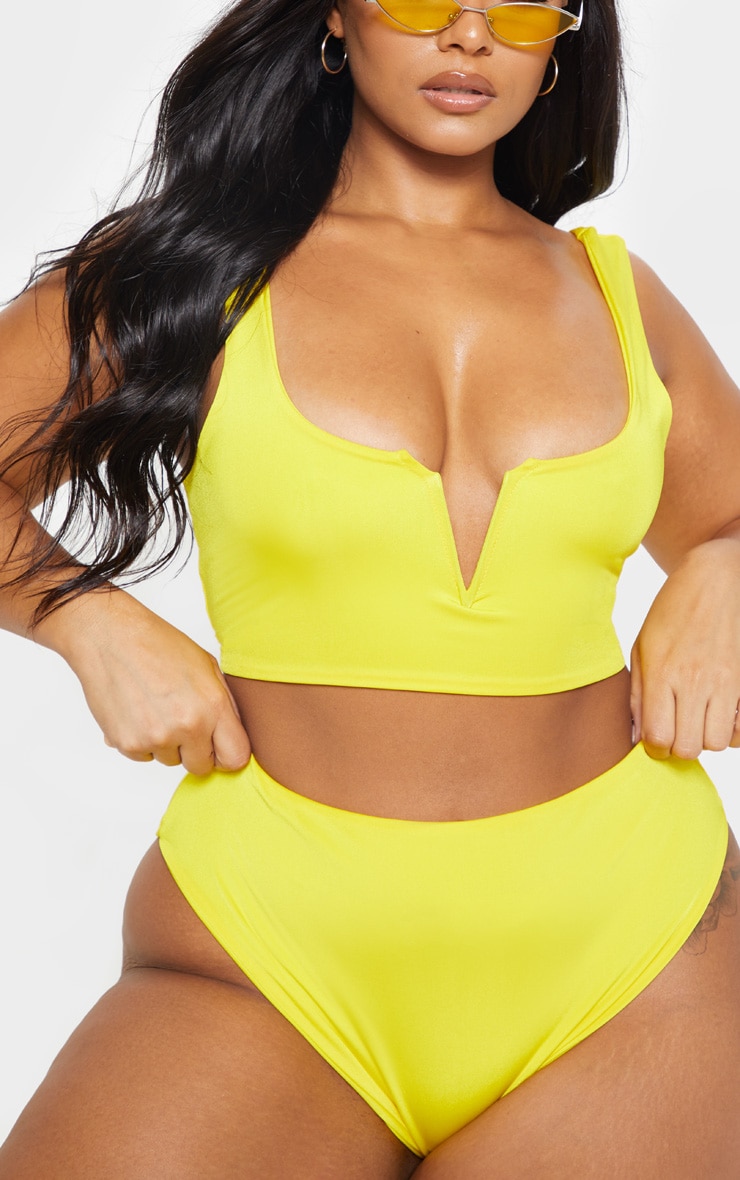 Plus Bright Yellow High Waist Bikini Bottom