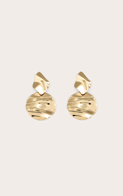 Gold Abstract Disc Statement Earrings