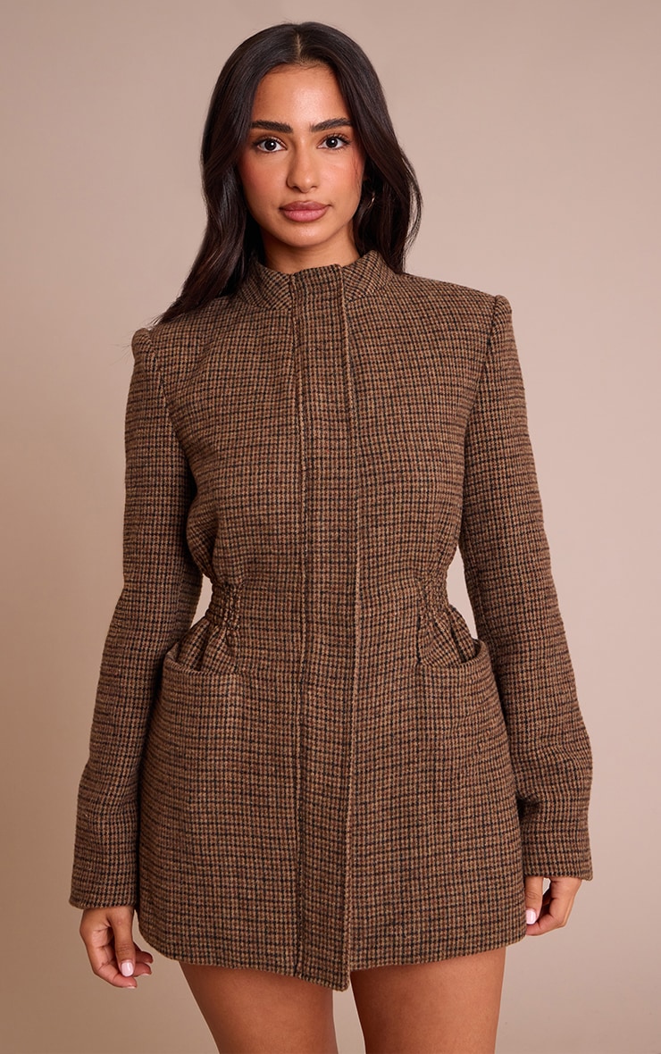 Petite Tweed Cinched Waist Zip Up Jacket image 1