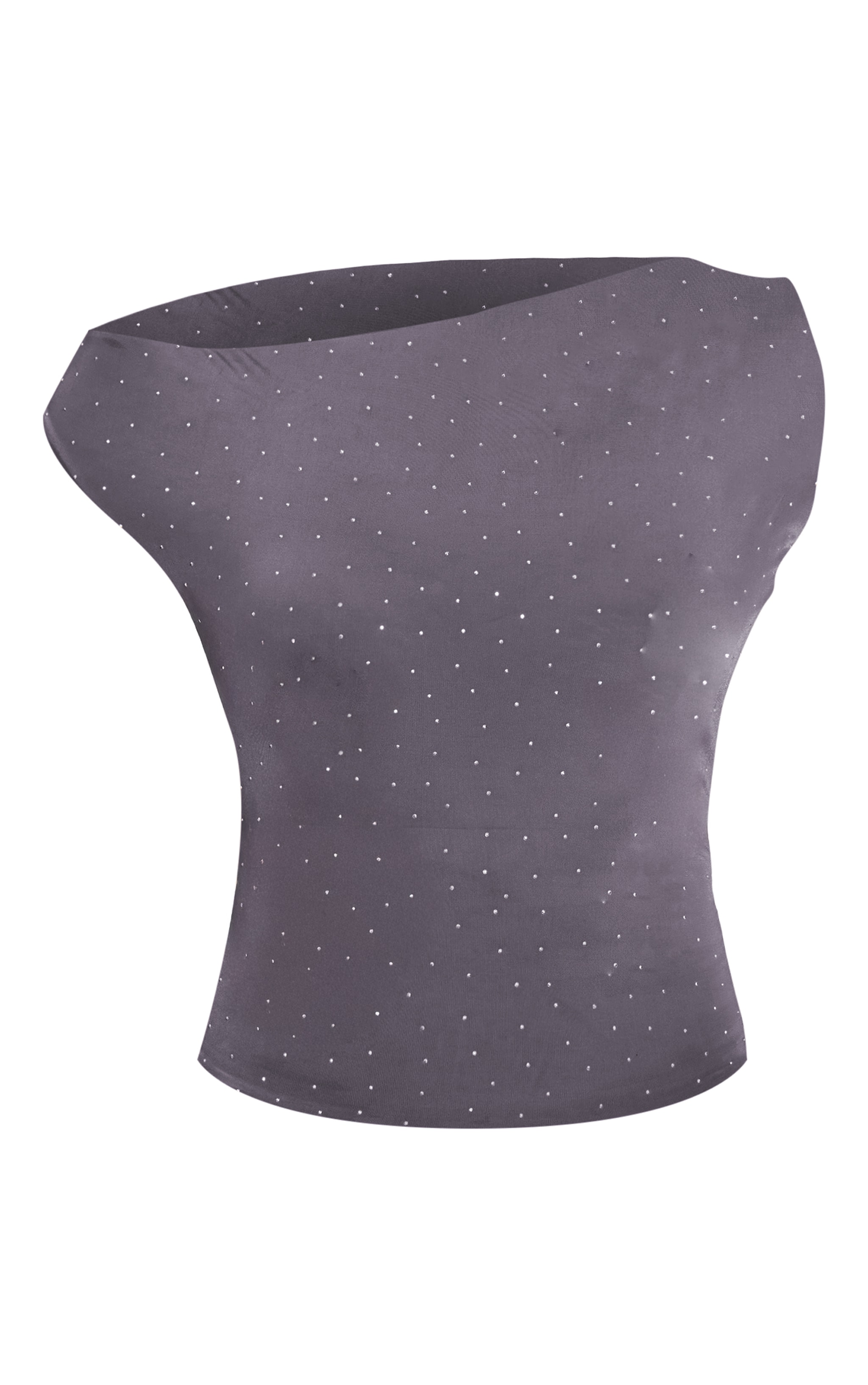 Charcoal Slinky Hot Fix Asymmetrical Long Top image 5