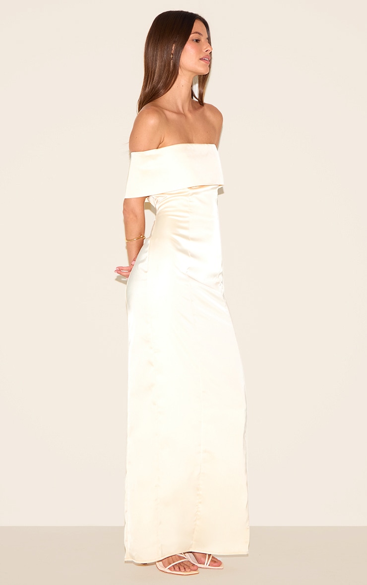 Lemon Bridesmaid Bardot Fold Over Sleeveless Maxi Dress image 3