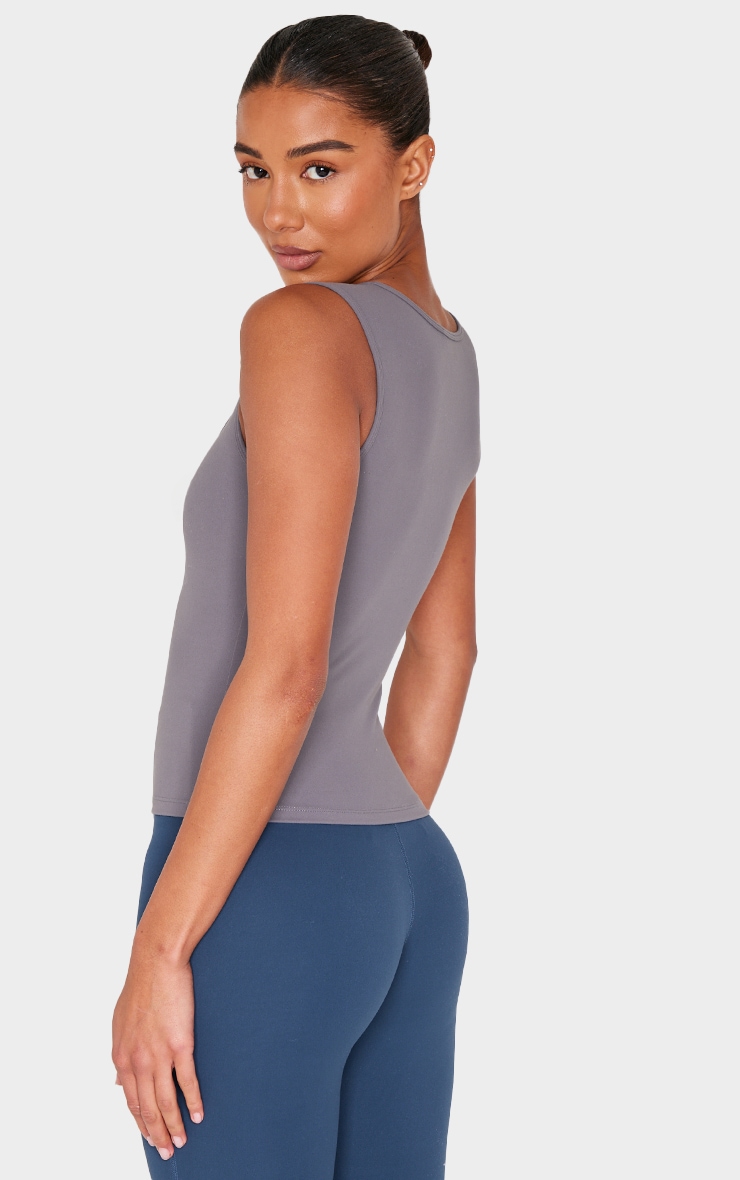 Charcoal Contour Scoop Neck Fitted Vest Top image 2