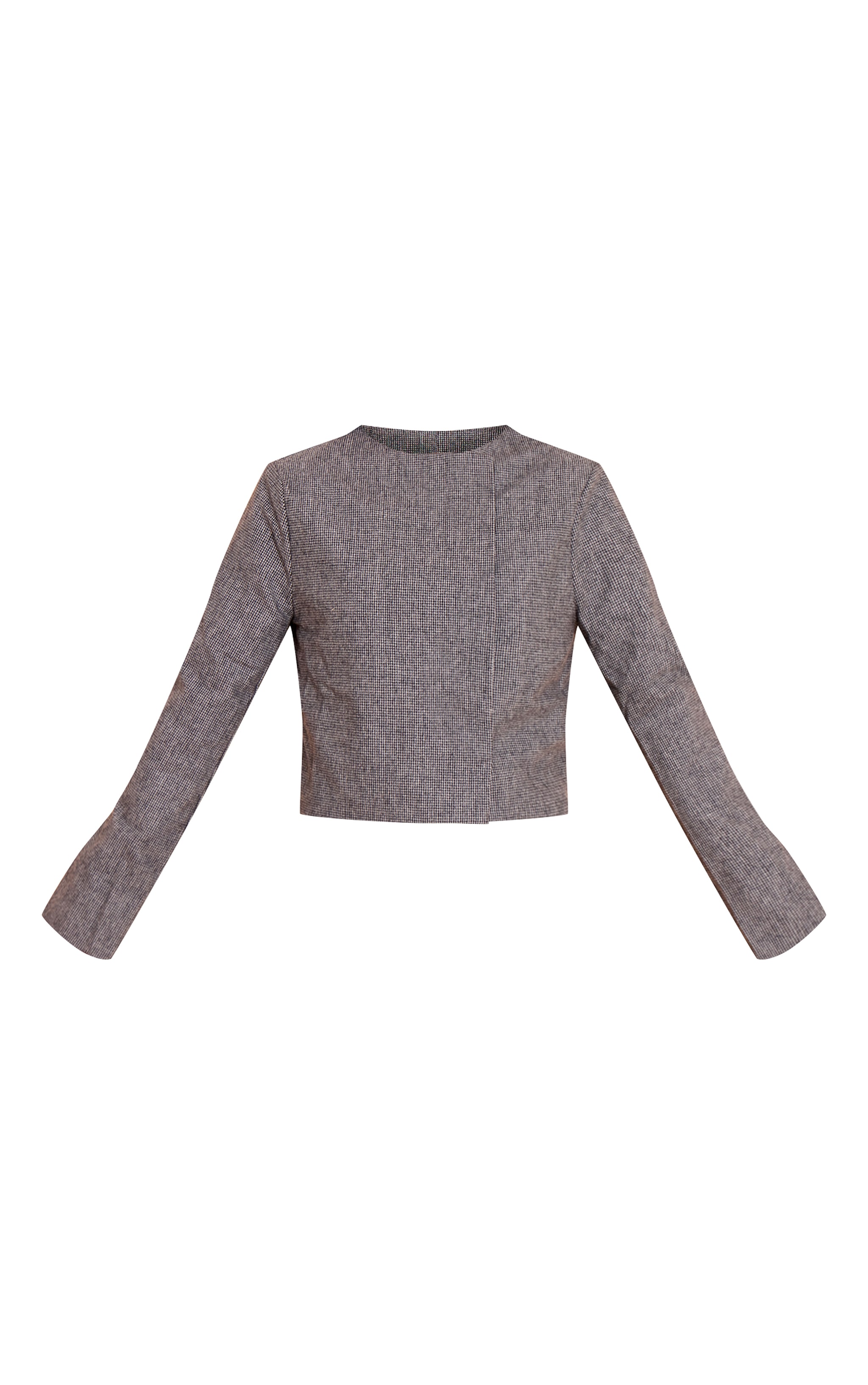 Grey Dogtooth Print Cropped Jacket image 5