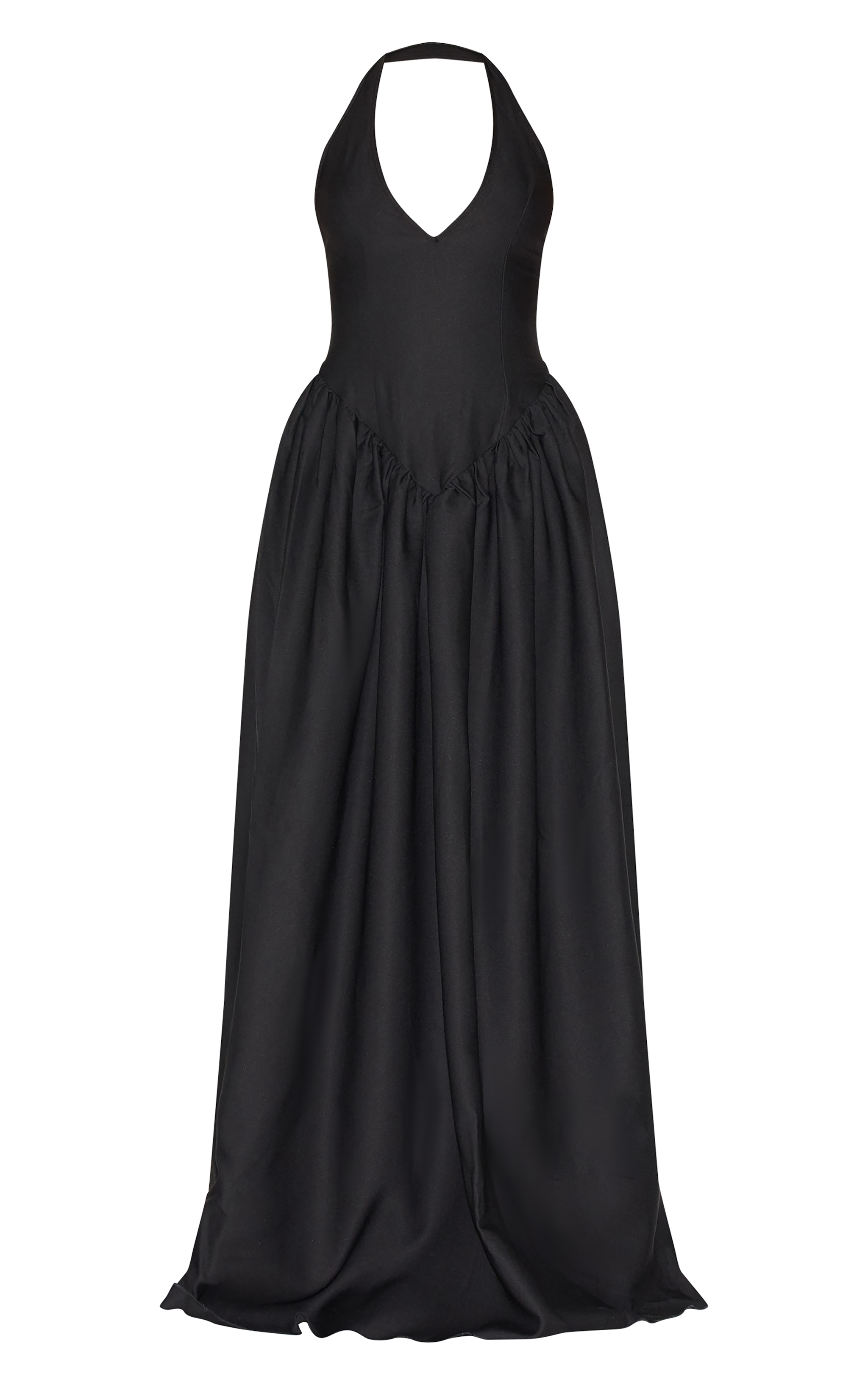 Petite Black Halter Neck Floaty Maxi Dress image 5