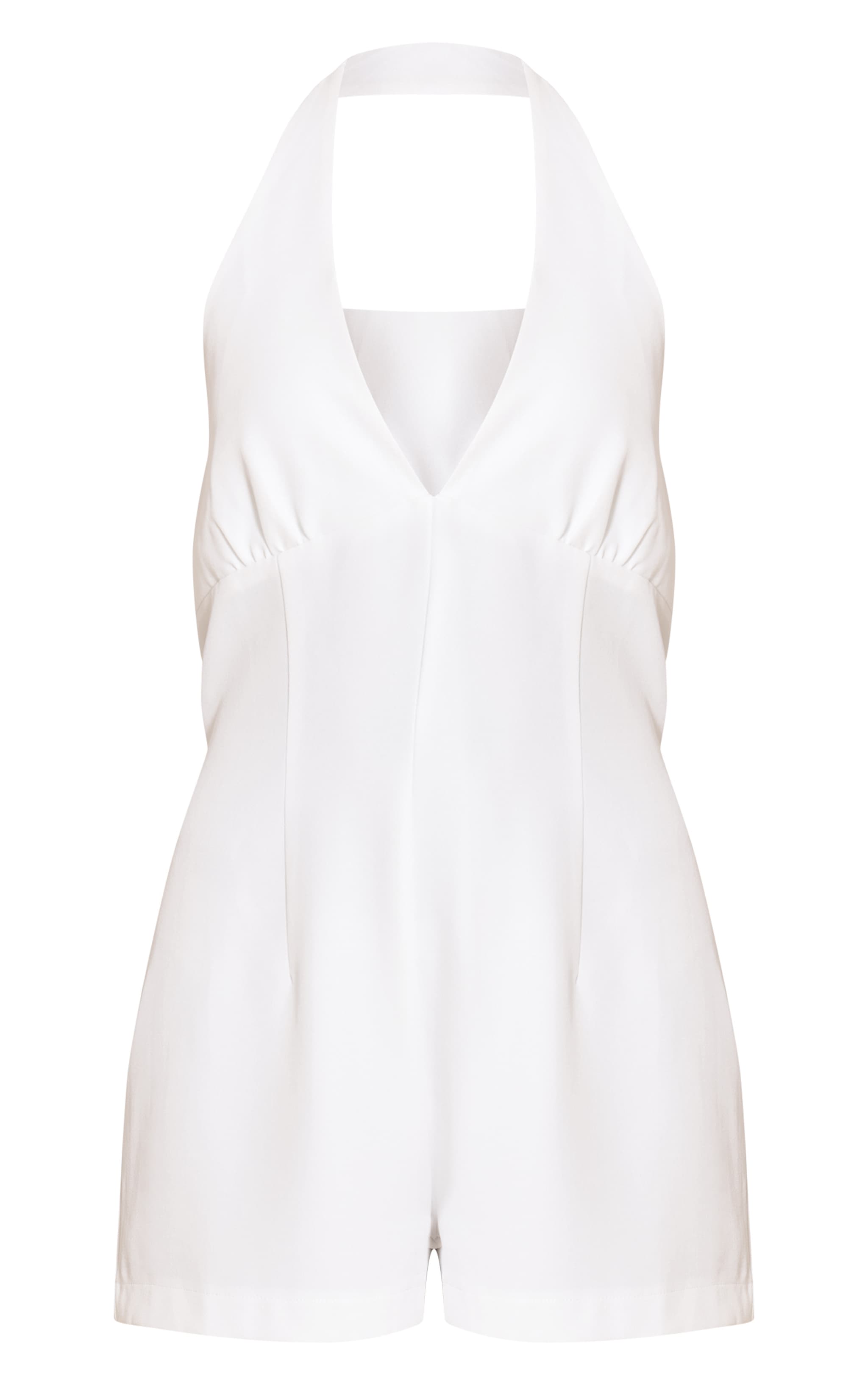 White Woven Halterneck Tailored Short Playsuit image 5