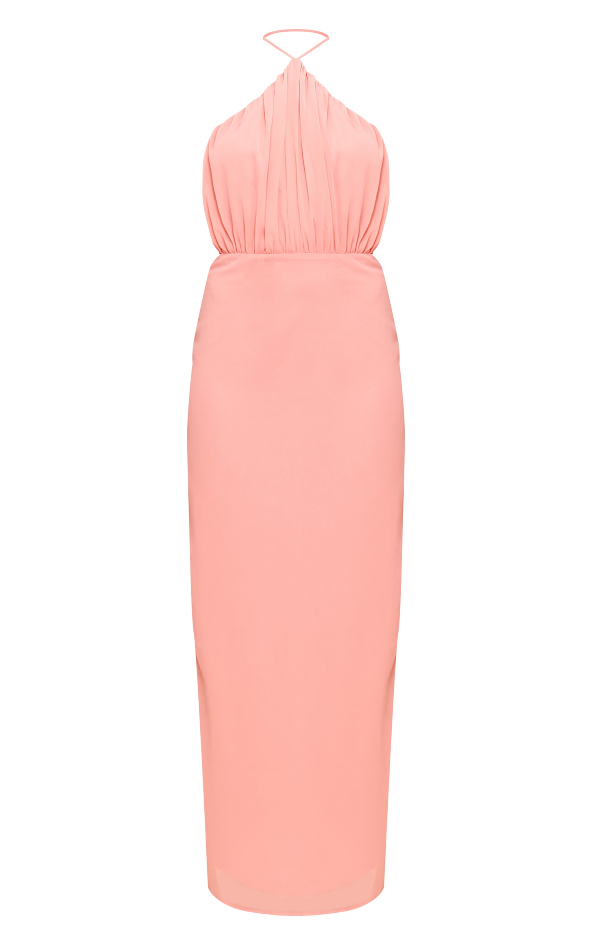 Peach Chiffon Halter Neck Maxi Dress image 5