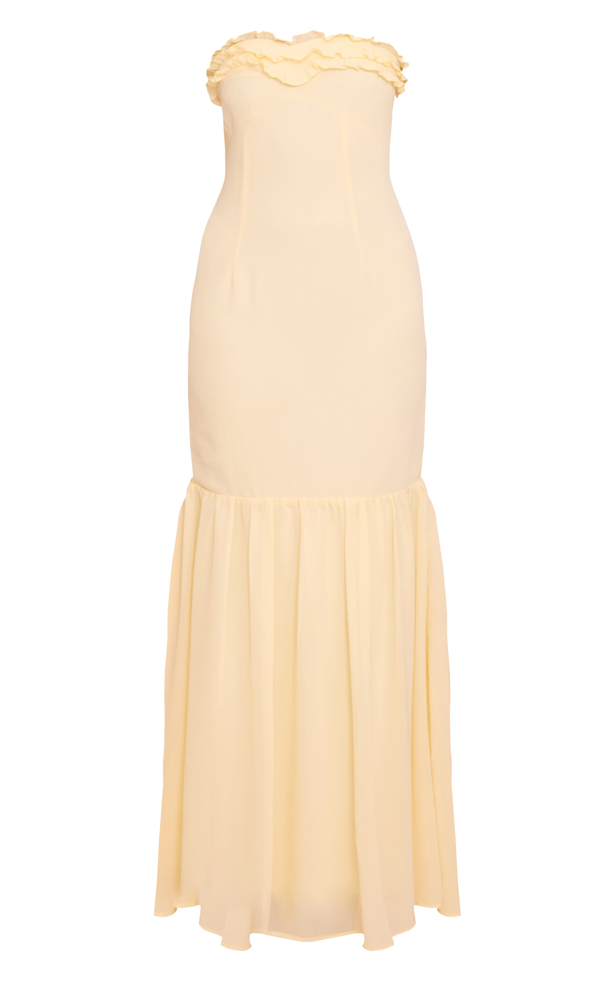 Lemon Chiffon Bandeau Frill Detail Maxi Dress image 5