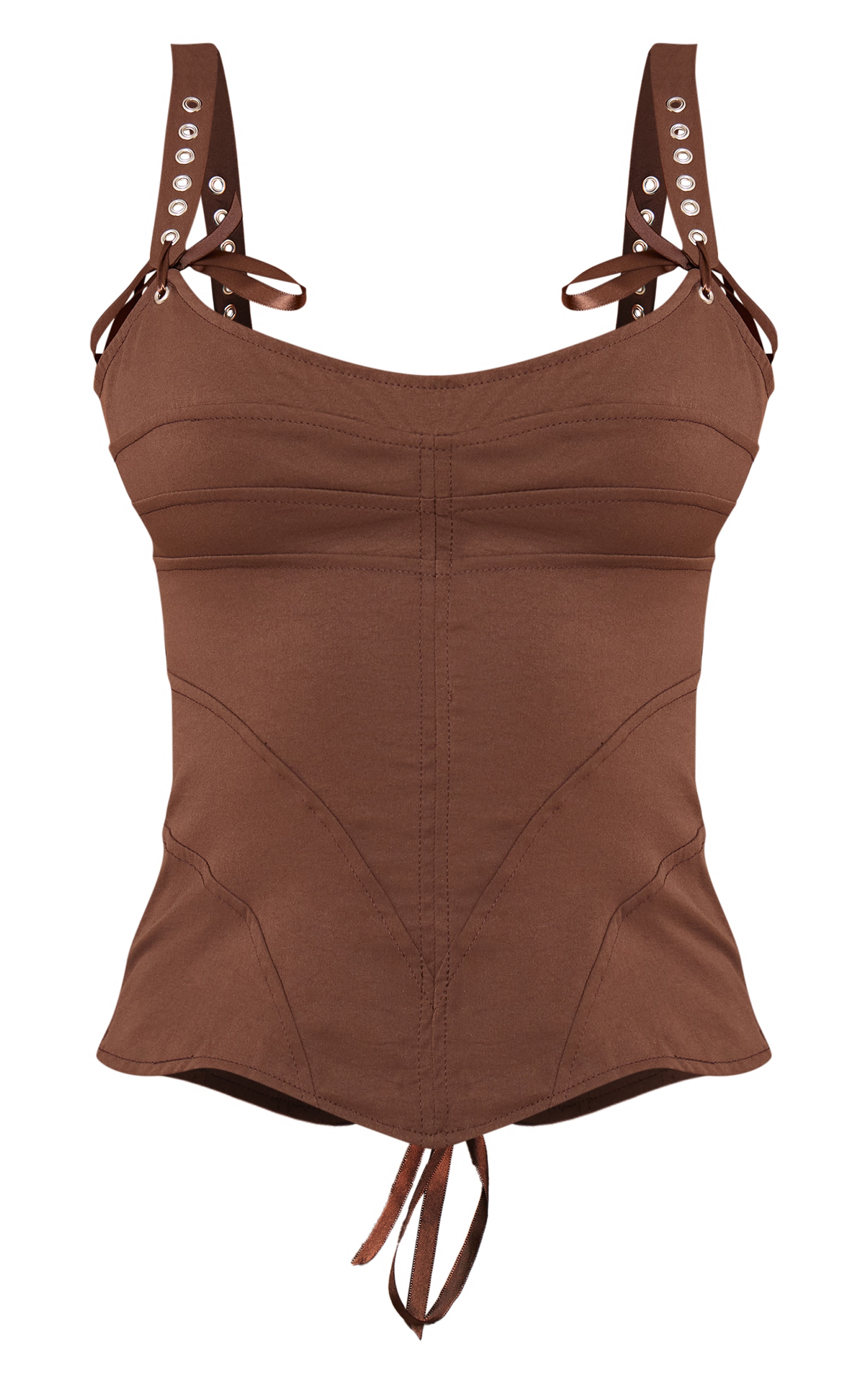 Chocolate Peachskin Eyelet Detail Corset image 5