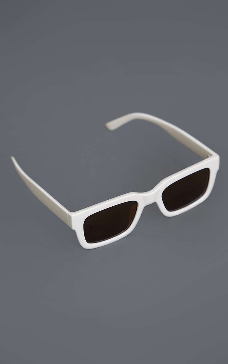 Cream Tinted Square Frame Sunglasses image 3